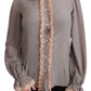 Dolce & Gabbana Gray Silk Gold Sequin Lace Blouse Shirt