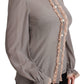 Dolce & Gabbana Gray Silk Gold Sequin Lace Blouse Shirt