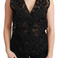Dolce & Gabbana Black Floral Brocade Top Gilet Waistcoat