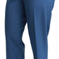 Dolce & Gabbana Blue Pleated Wool Cuffed Cropped Trouser Pants