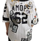 Dolce & Gabbana White and black Blouse Cotton Crystal Charms Amore Shirt