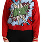 Dolce & Gabbana Red Knitted Cashmere Cartoon Top Sweater