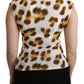Roberto Cavalli White Brown Camisole Underwear Blouse