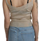 BYBLOS Beige Sleeveless Spaghetti Strap Tank See Through Top