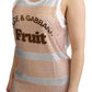 Dolce & Gabbana White Orange Crystal Sleeveless Tank Cotton Top