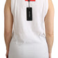 Dolce & Gabbana White Orange Crystal Sleeveless Tank Cotton Top