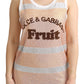 Dolce & Gabbana White Orange Crystal Sleeveless Tank Cotton Top