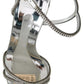 Dolce & Gabbana Silver Crystal Ankle Strap Sandals Shoes