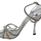 Dolce & Gabbana Silver Crystal Ankle Strap Sandals Shoes