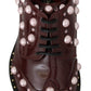 Dolce & Gabbana Bordeaux Leather Crystal Pearls Formal Shoes