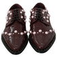 Dolce & Gabbana Bordeaux Leather Crystal Pearls Formal Shoes