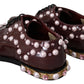 Dolce & Gabbana Bordeaux Leather Crystal Pearls Formal Shoes