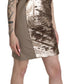 Liu Jo Brown Sequined V-neck Sleeveless Sheath Mini Dress