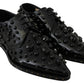Dolce & Gabbana Black Leather Crystals Dress Broque Shoes