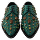 Dolce & Gabbana Green Leather Crystal Dress Broque Shoes