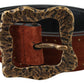 Dolce & Gabbana Brown Suede Leather Studded Baroque Belt