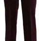 BENCIVENGA Purple Suede High Waist Straight Trouser Pants