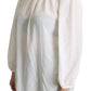 Dolce & Gabbana White Silk Pussy Bow Long Sleeved Top Blouse