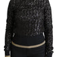 Dolce & Gabbana Black Sequined Knitted Turtle Neck Sweater