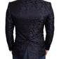 Dolce & Gabbana Blue Floral Jacquard Silk Coat MARTINI Blazer