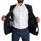 Dolce & Gabbana Blue Floral Jacquard Silk Coat MARTINI Blazer