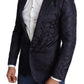 Dolce & Gabbana Blue Floral Jacquard Silk Coat MARTINI Blazer