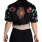 Dolce & Gabbana Black Rabbit Fur Crystals Sequin Coat