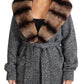 Dolce & Gabbana Gray Cardigan Fur Coat Cashmere Jacket