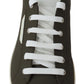 Dolce & Gabbana White Green Leather Low Top Sneakers Shoes