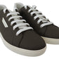 Dolce & Gabbana White Green Leather Low Top Sneakers Shoes
