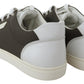 Dolce & Gabbana White Green Leather Low Top Sneakers Shoes