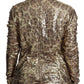 Dolce & Gabbana Brown Leopard Fit Turtleneck Sequin Sweater