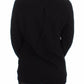 Exte Black Cotton Motive Print Crewneck Pullover Sweater