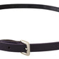 GF Ferre Black Leather Thin Gold Metal Chrome Buckle Belt