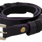 GF Ferre Black Leather Thin Gold Metal Chrome Buckle Belt
