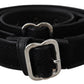 GF Ferre Black Leather Silver Chrome Metal Buckle Belt