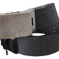 Exte Black Silver Metal Brushed Buckle Waist Belt