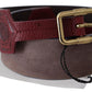 GF Ferre Brown Leather Wide Gold Chrome Logo Buckle Belt