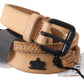 Scervino Street Light Brown Slim Leather Black Logo Buckle Belt Belt