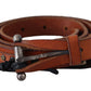 Scervino Street Brown Genuine Leather Rustic Silver Buckle Belt
