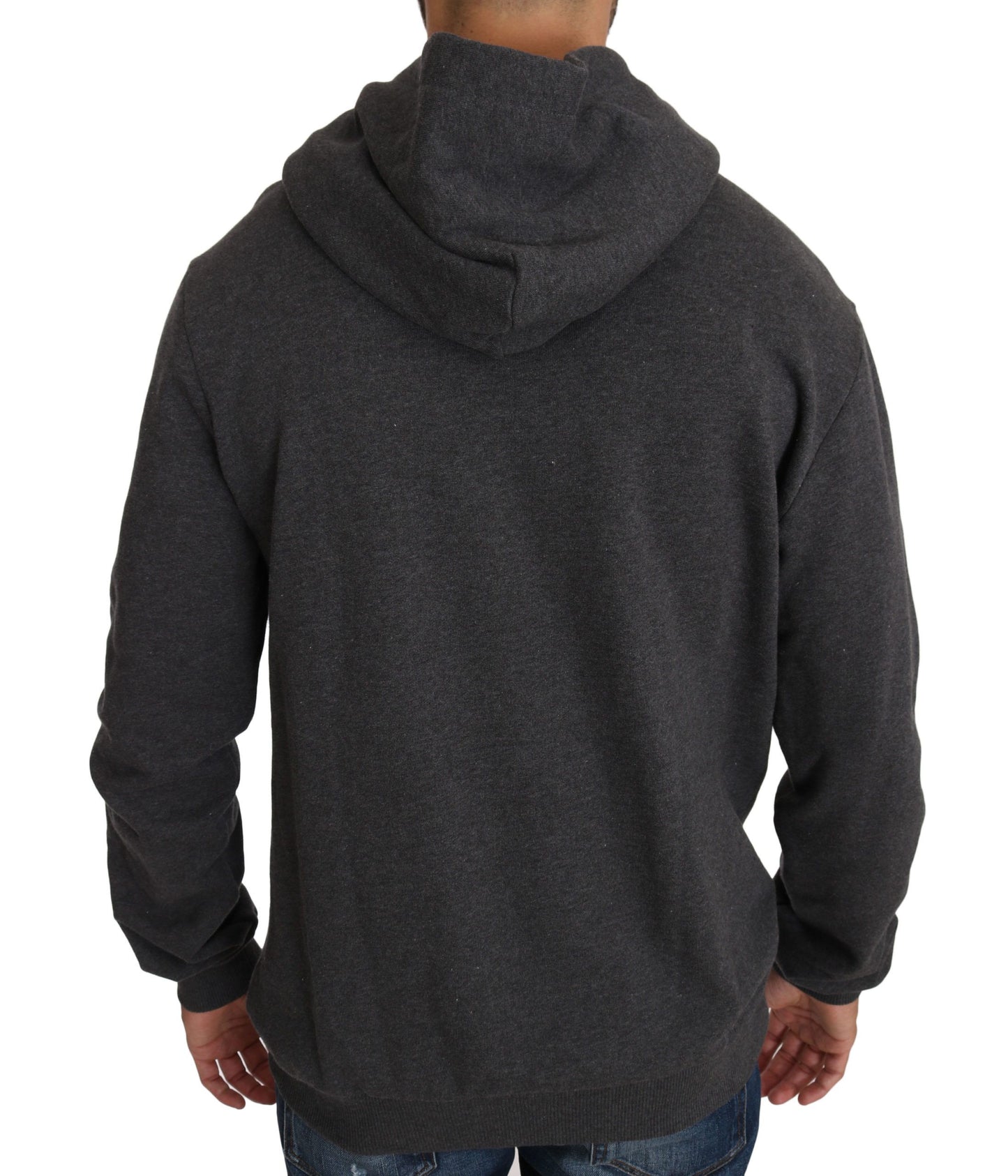 Dolce & Gabbana Gray Hooded Red Crystal Heart Gun Sweater