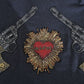 Dolce & Gabbana Gray Hooded Red Crystal Heart Gun Sweater
