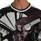 Dolce & Gabbana White Jazz Sequined Guitar Pullover Top Sweater