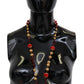 Dolce & Gabbana Gold Tone Brass Red Crystals Pendant Opera Chain  Necklace