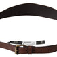 PLEIN SUD Brown Wide Leather Rustic Gold Metal Buckle Dark