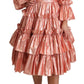 Dolce & Gabbana Pink Ruffled Dress Silk Cotton Gown Dress