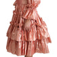 Dolce & Gabbana Pink Ruffled Dress Silk Cotton Gown Dress