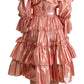 Dolce & Gabbana Pink Ruffled Dress Silk Cotton Gown Dress