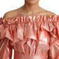 Dolce & Gabbana Pink Ruffled Dress Silk Cotton Gown Dress