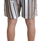 Dolce & Gabbana White Walking Stick Beachwear Shorts Swimshorts